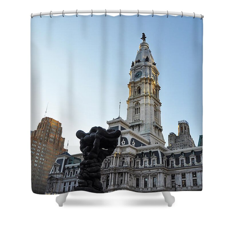Government Shower Curtain featuring the photograph Government of the People and City Hall Philadelphia by Bill Cannon