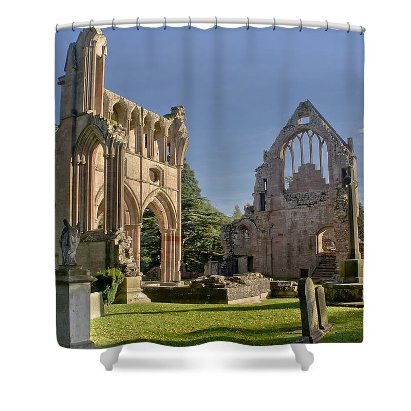 Dryburgh Shower Curtain featuring the photograph Graceful Ruins. Dryburgh Abbey. by Elena Perelman