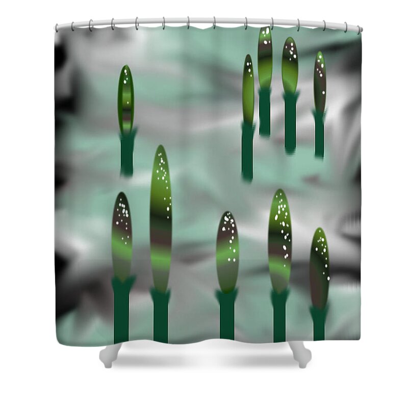 Tree Shower Curtain featuring the digital art Gradient Trees #4 by Carol Crisafi