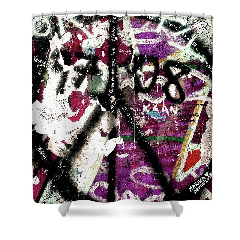 Berlin Shower Curtain featuring the photograph Graffiti on the Berlin Wall by Adriana Zoon