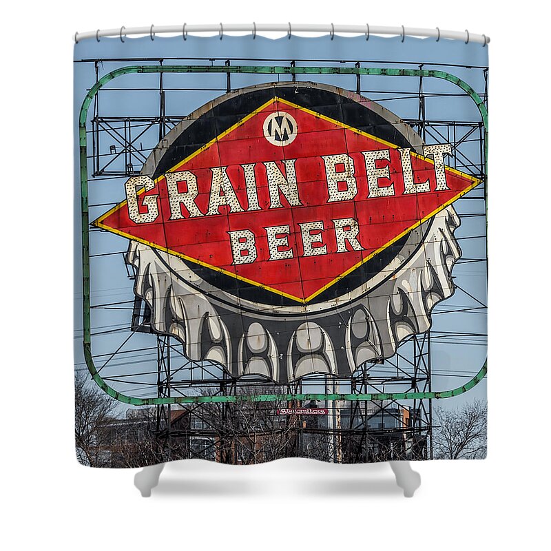 Grain Belt Beer Sign Shower Curtain featuring the photograph Grain Belt Beer Sign by Paul Freidlund