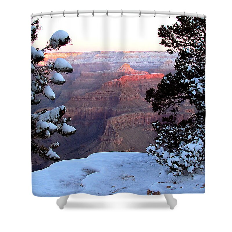 Grand Canyon Shower Curtain featuring the photograph Grand Canyon in Winter by Judy Wanamaker