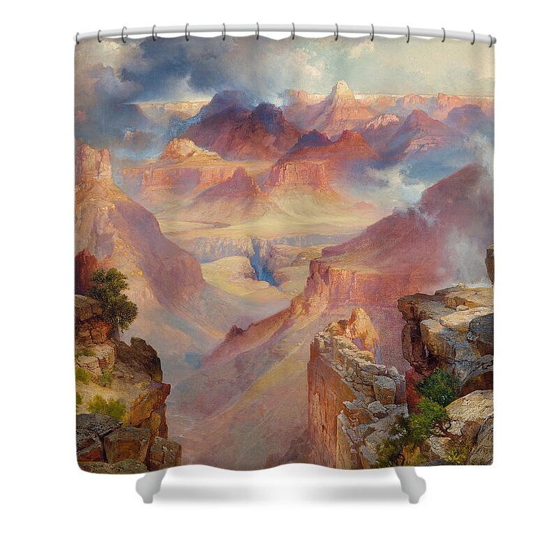 Thomas Moran Shower Curtain featuring the painting Grand Canyon of Arizona at Sunset by Thomas Moran