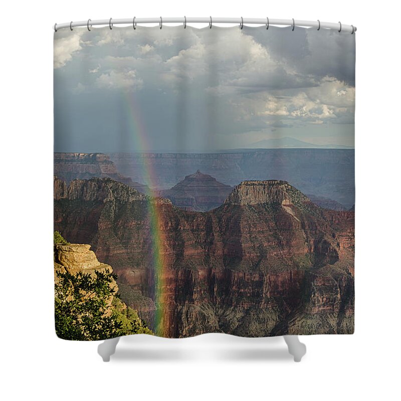 Rainbow Shower Curtain featuring the photograph Grand Canyon rainbow by Gaelyn Olmsted