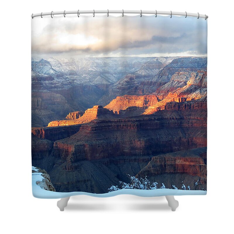 Grand Canyon Shower Curtain featuring the photograph Grand Canyon with Snow by Laurel Powell