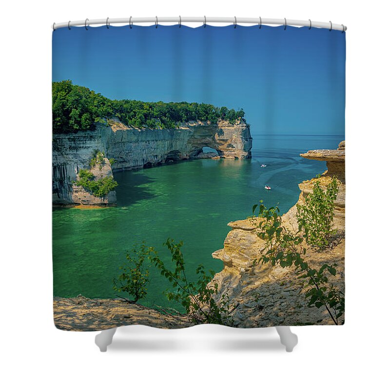 Pictured Rocks National Lakeshore Shower Curtain featuring the photograph Grand Portal Point by Gary McCormick