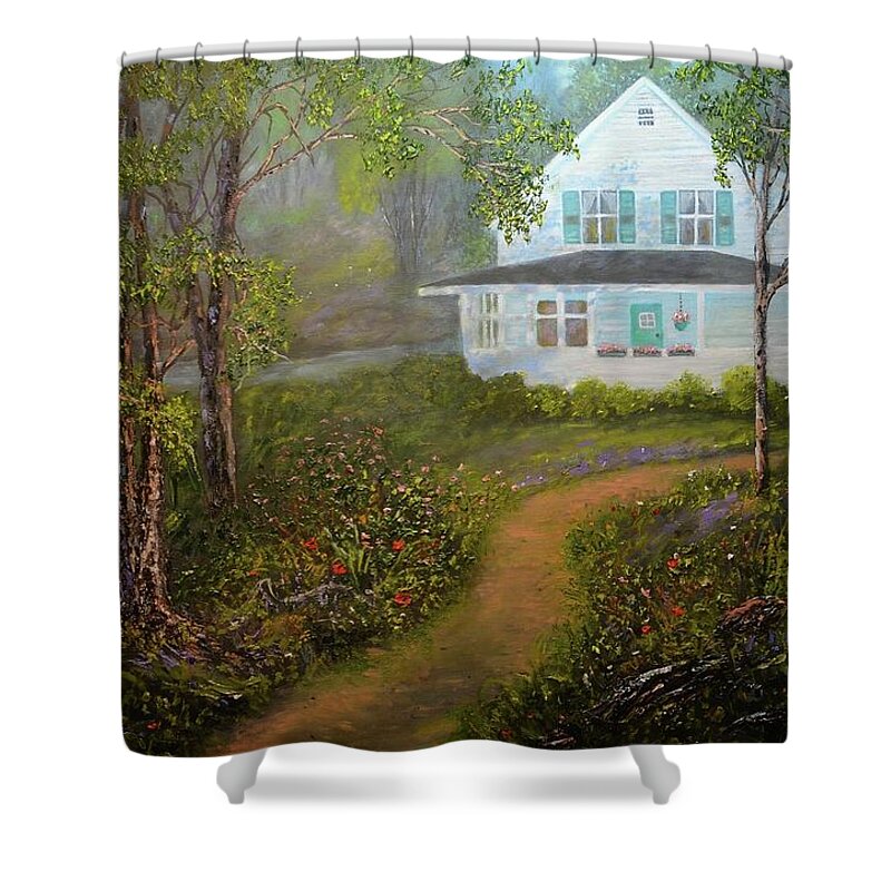 Grandma Shower Curtain featuring the painting Grandma's house by Michael Mrozik