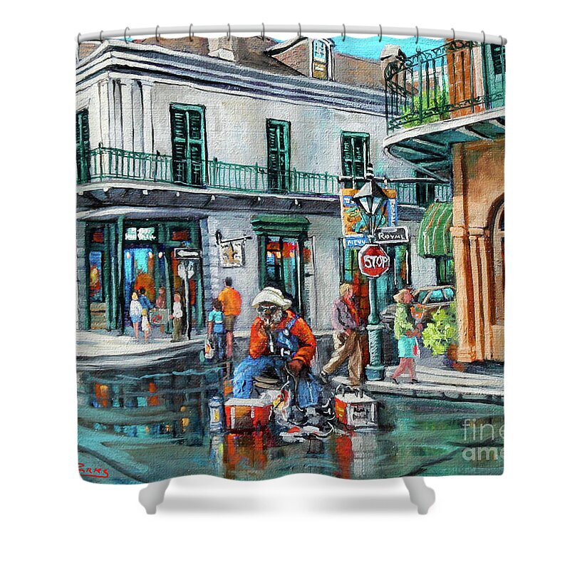  New Orleans Art Shower Curtain featuring the painting Grandpas Corner by Dianne Parks