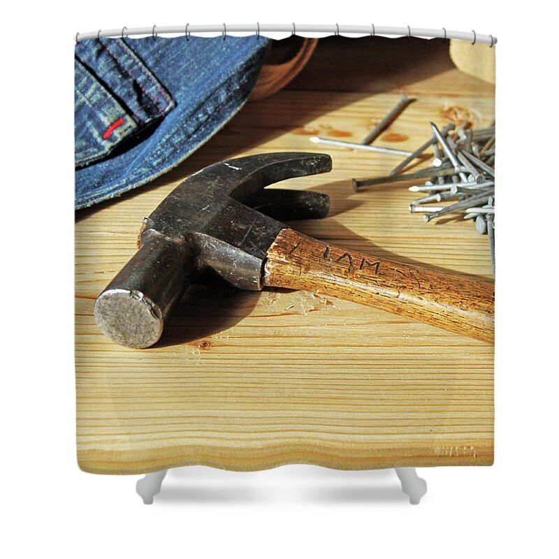 Still Life Shower Curtain featuring the photograph Grandpa's Hammer by Ira Marcus