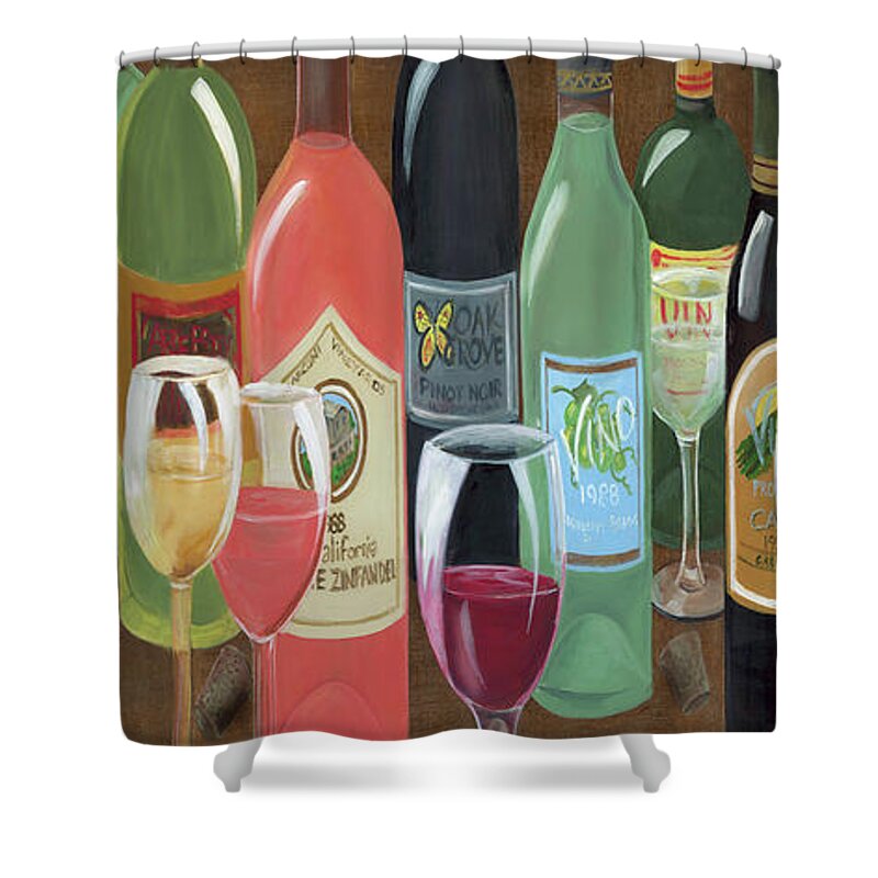 Whimsical Shower Curtain featuring the painting Grape Escape by Debbie Marconi
