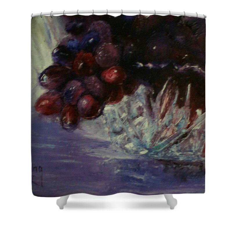 Still Life Shower Curtain featuring the painting Grapes and Glass by Stephen King