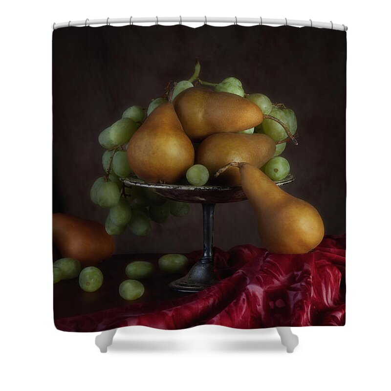 Abundance Shower Curtain featuring the photograph Grapes and Pears Centerpiece by Tom Mc Nemar