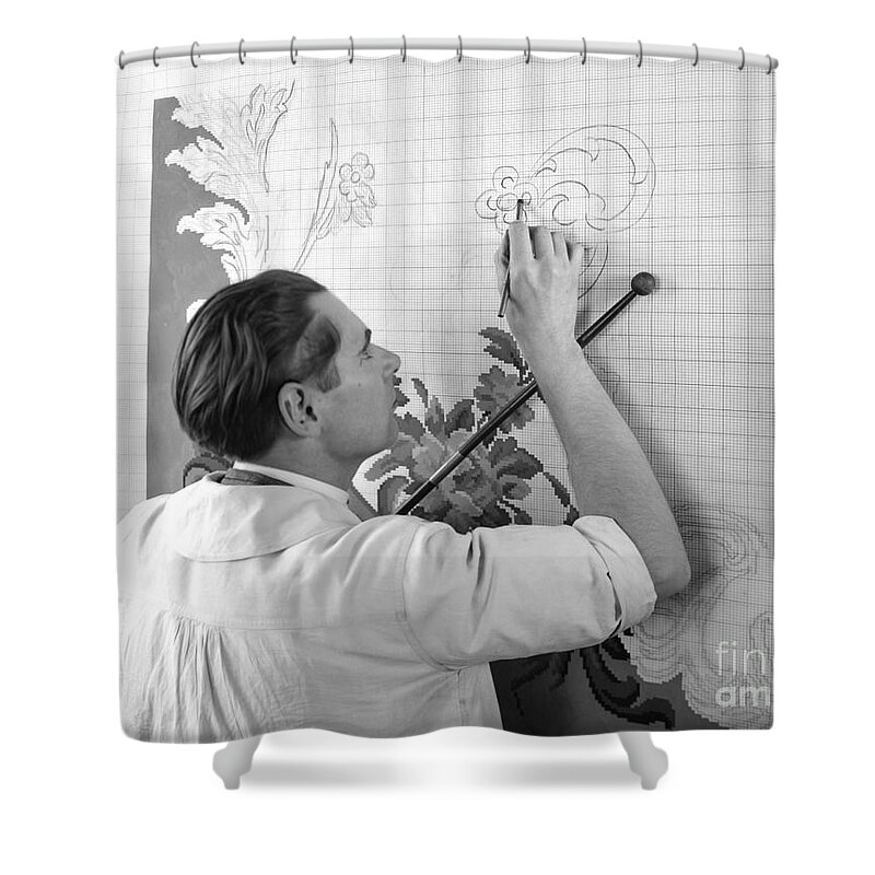 1930s Shower Curtain featuring the photograph Graphic Artist by H. Armstrong Roberts/ClassicStock