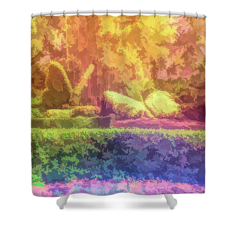 Flower Shower Curtain featuring the photograph Graphic Rainbow Flower Butterflies by Aimee L Maher ALM GALLERY