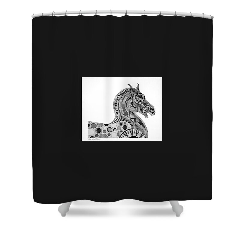 Imagined Realism Shower Curtain featuring the painting Graphite Horse by Bob Coonts