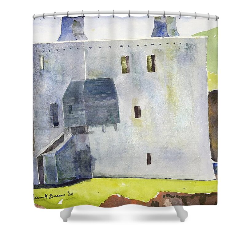  Shower Curtain featuring the painting Gray Castle by Kathleen Barnes