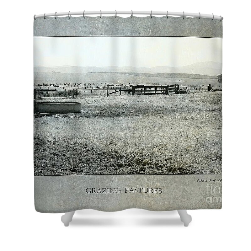 Black And White Shower Curtain featuring the photograph Grazing Pastures by Richard J Thompson 