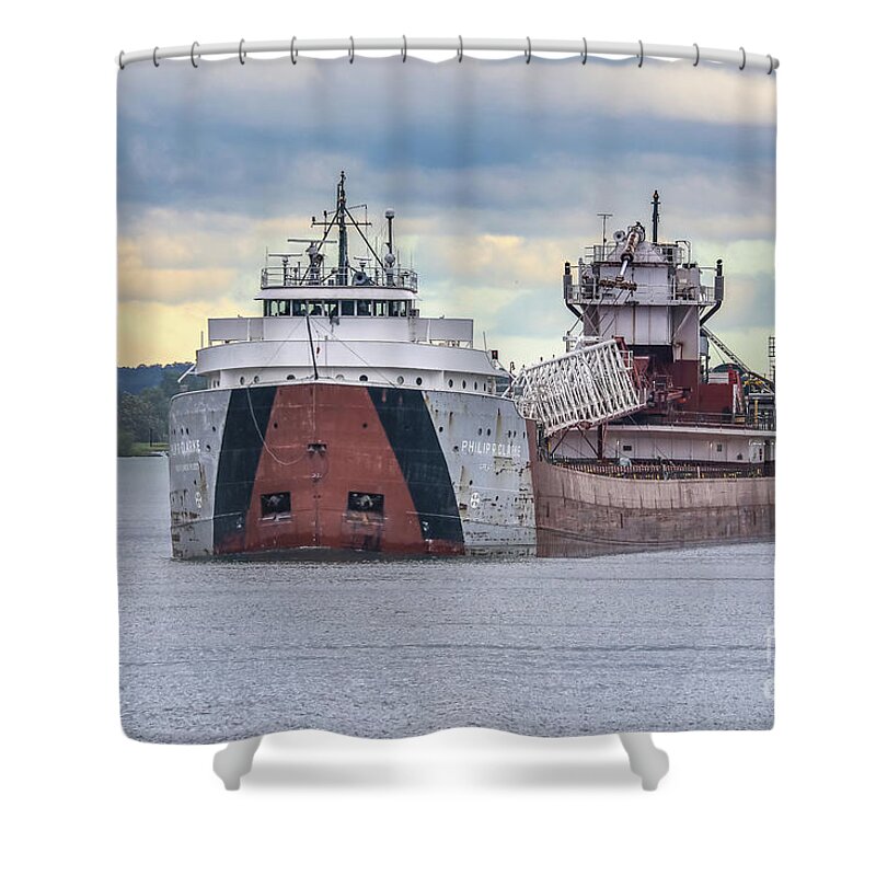 Great Lakes Freighter Shower Curtain featuring the photograph Great Lakes Freighter Philip Clark -0844 by Norris Seward