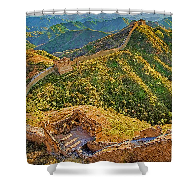 China Shower Curtain featuring the photograph Great Wall Descending by Dennis Cox