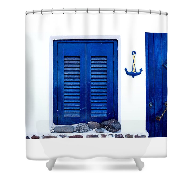 Home Shower Curtain featuring the photograph Greek traditional house exterior by Michalakis Ppalis