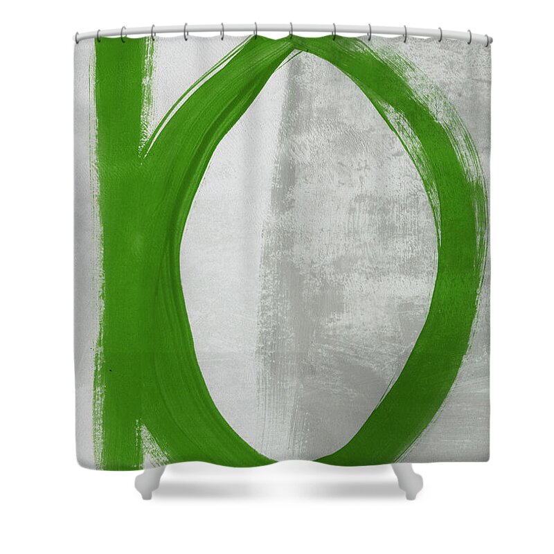 Abstract Shower Curtain featuring the painting Green Abstract Circle 1- Art by Linda Woods by Linda Woods