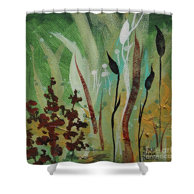 Green Air Shower Curtain featuring the painting Green Air by Robin Pedrero