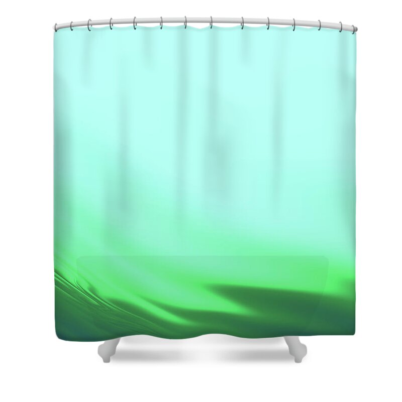 Abstract Shower Curtain featuring the digital art Green Blue Waves by Richard Leighton