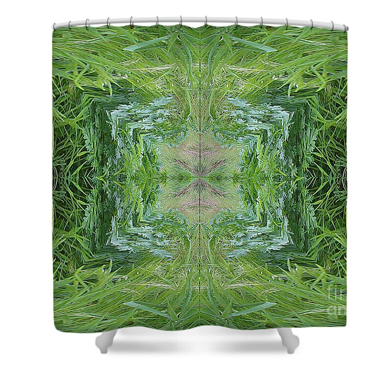 Digital Art Shower Curtain featuring the digital art Green Fractal by Charles Robinson