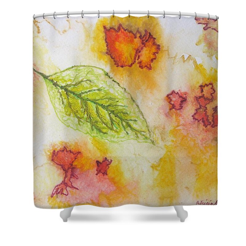 Nature Shower Curtain featuring the painting Green Leaf of Fall by Patricia Arroyo