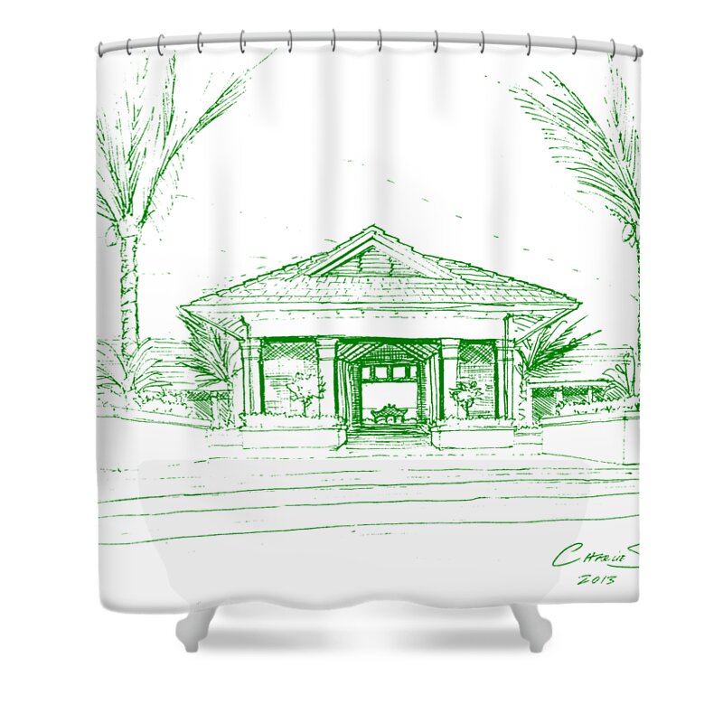  Shower Curtain featuring the drawing green lines on transparent background 10.28.Islands-8 by Charlie Szoradi