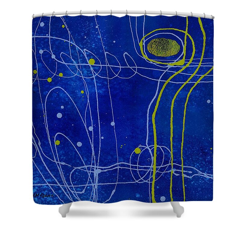 Art Shower Curtain featuring the painting Green Lines One by Louise Adams
