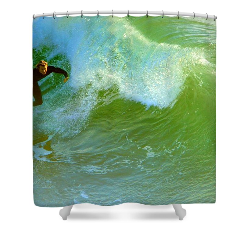Surf Shower Curtain featuring the photograph Green Machine by Everette McMahan jr