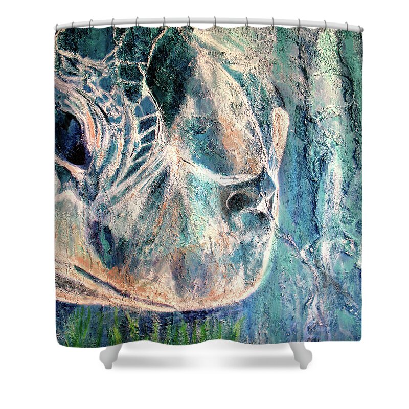 Endangered Species Shower Curtain featuring the painting Green Sea Turtle by Toni Willey