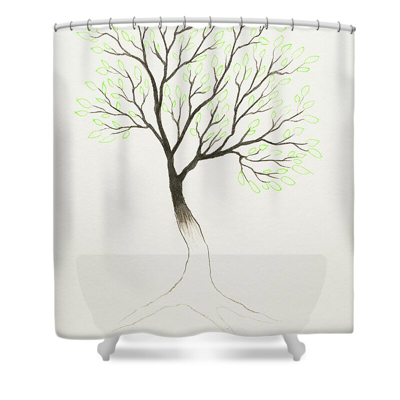 Tree Shower Curtain featuring the painting Green tree by Stefanie Forck