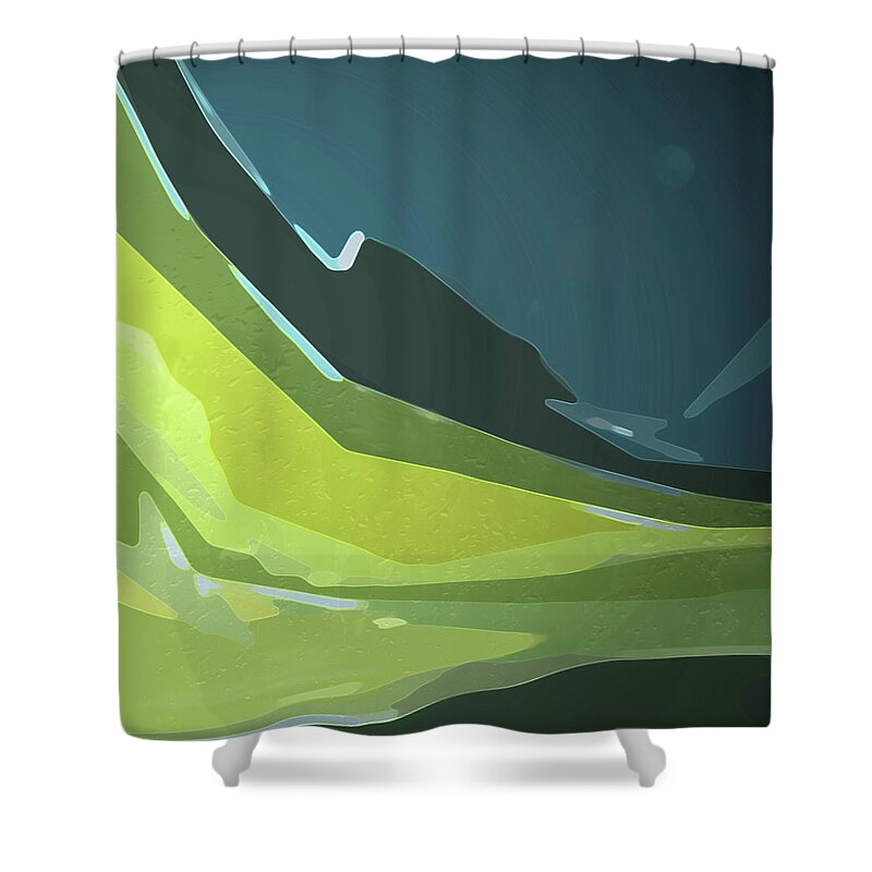 Abstract Shower Curtain featuring the digital art Green Valley by Gina Harrison