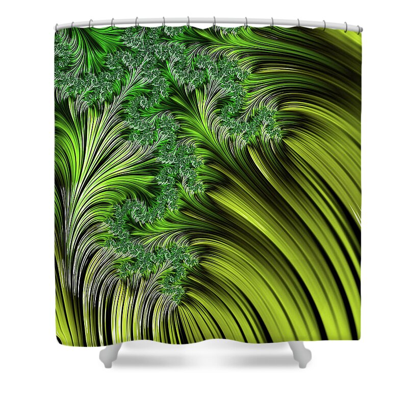 Vegetation Abstract Shower Curtain featuring the digital art Green Vegetation Abstract by Georgiana Romanovna