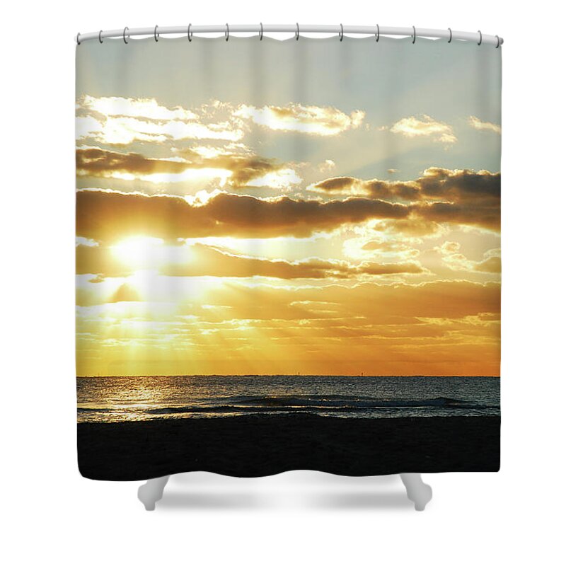 Miami Beach Shower Curtain featuring the photograph Greeting the Sunrise by James Kirkikis