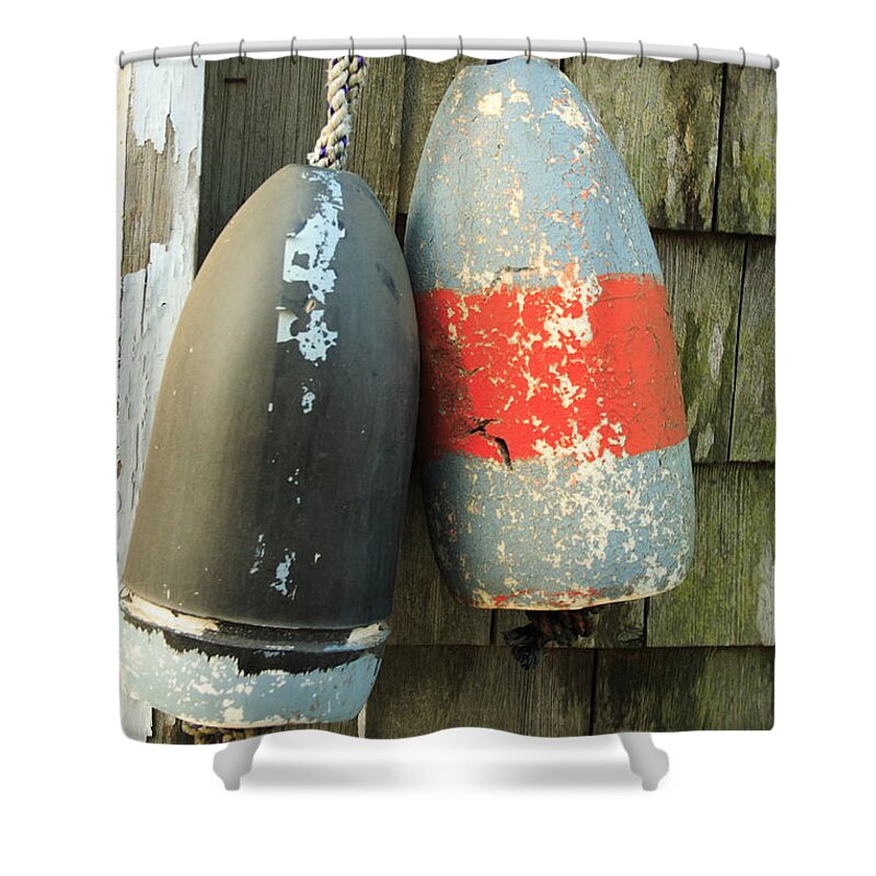 Seascape Shower Curtain featuring the photograph Grey Bouys by Doug Mills