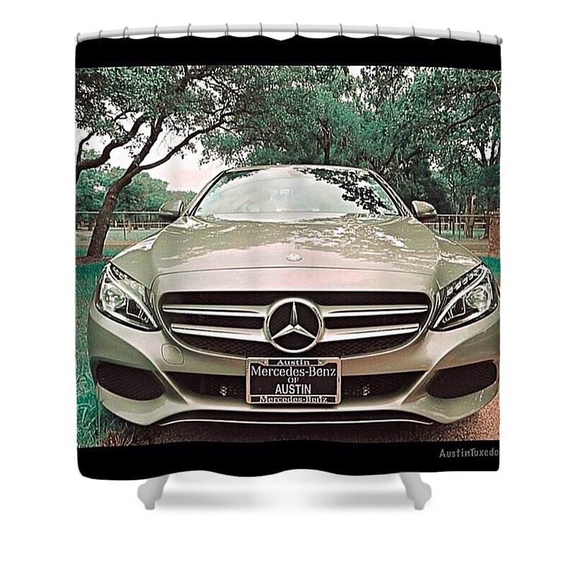 Keepaustinweird Shower Curtain featuring the photograph #grey #sky And A #silver Grey #car by Austin Tuxedo Cat