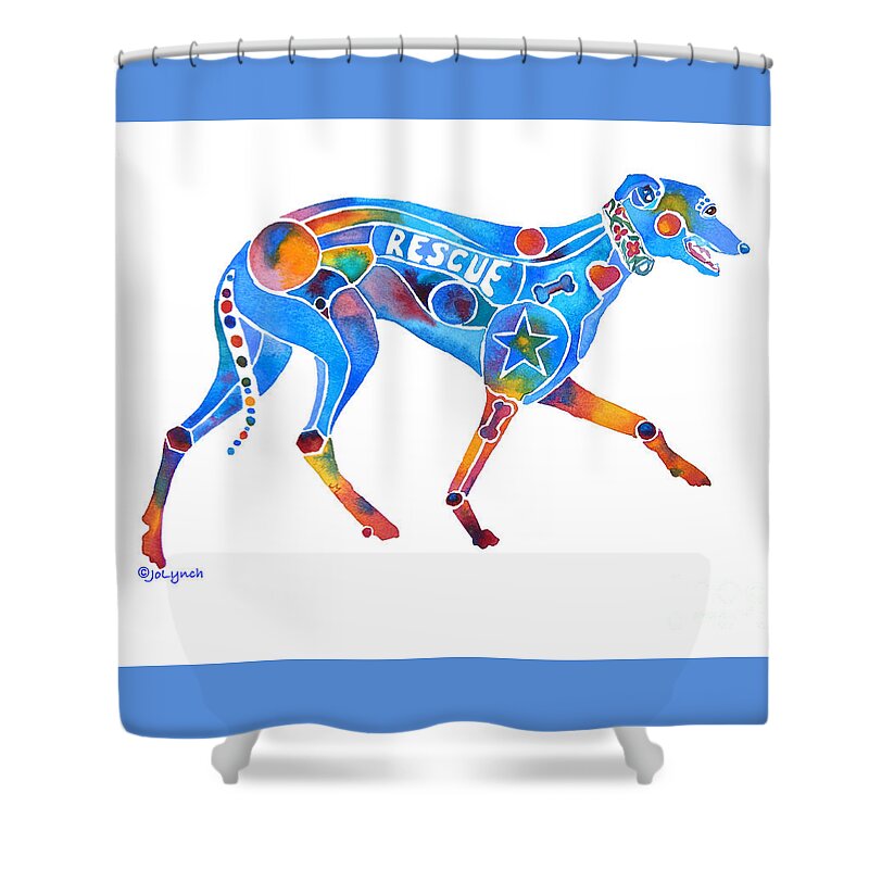Greyhound Shower Curtain featuring the painting Greyhound Rescue GFFL by Jo Lynch