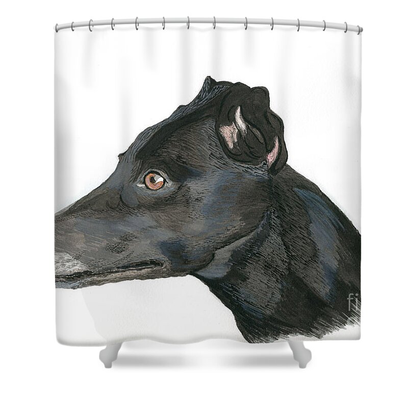Greyhound Shower Curtain featuring the painting Greyhound by Yvonne Johnstone