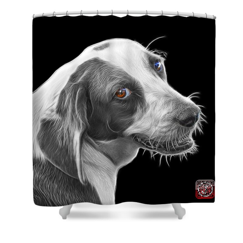 Beagle Shower Curtain featuring the painting Greyscale Beagle dog Art- 6896 - BB by James Ahn