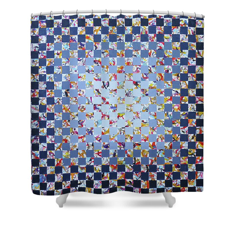 Abstract Shower Curtain featuring the painting Grid 756 by Stan Chraminski