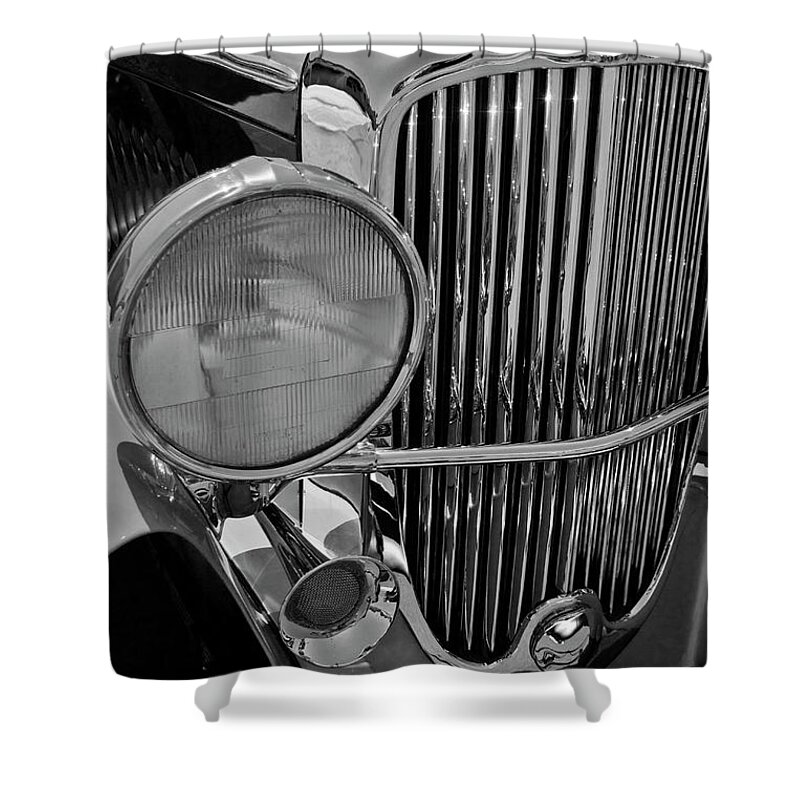 Vintage Cars Shower Curtain featuring the photograph Grill Work by Tom Griffithe