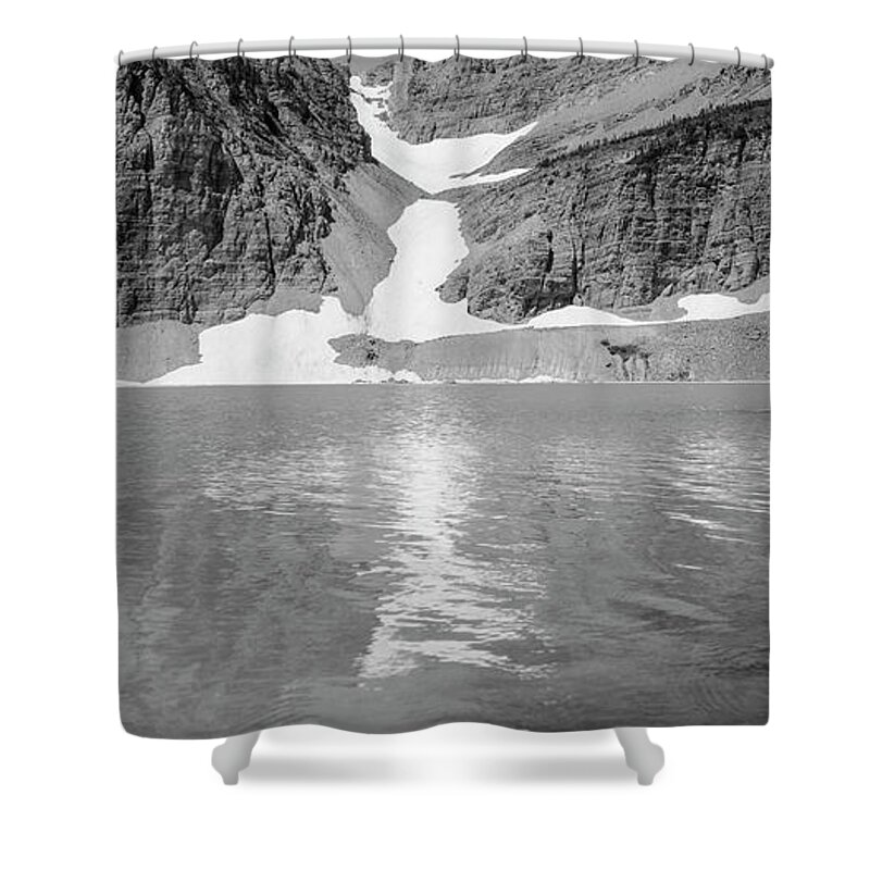 Glacier Shower Curtain featuring the photograph Grinnell Glacier Black and White Panoramic by John McGraw