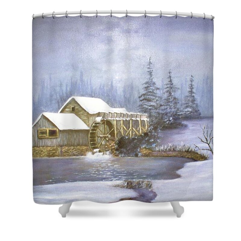 Mill Shower Curtain featuring the painting Grist Mill by Jerry Walker