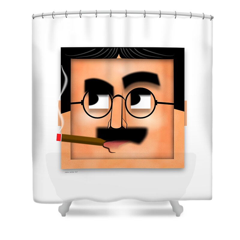 Groucho Marx Shower Curtain featuring the digital art Groucho Marx Blockhead by John Wills