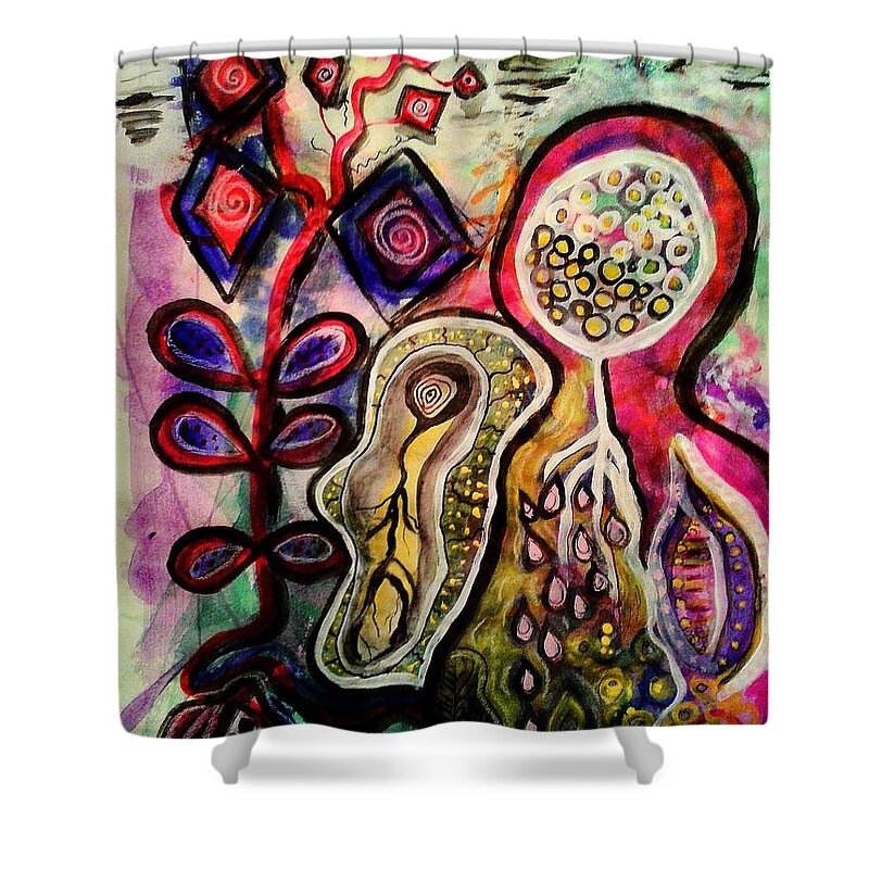 Growing Shower Curtain featuring the mixed media Growth by Mimulux Patricia No