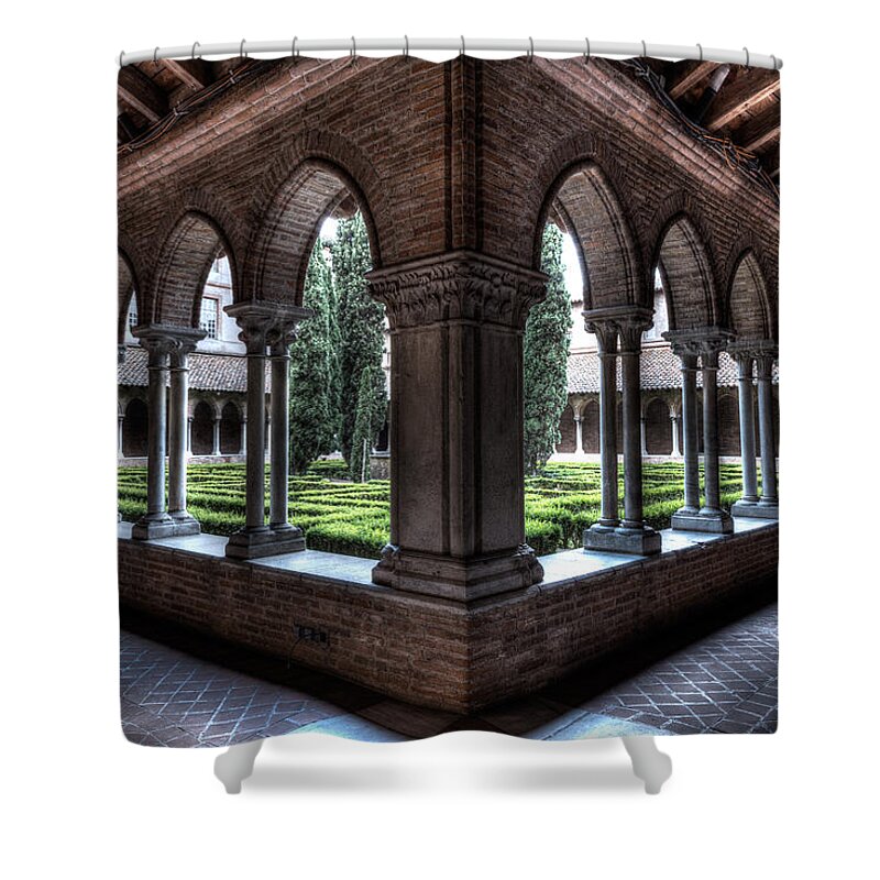 Arches Shower Curtain featuring the photograph Grunge image of the Eglise des Jacobins by Semmick Photo