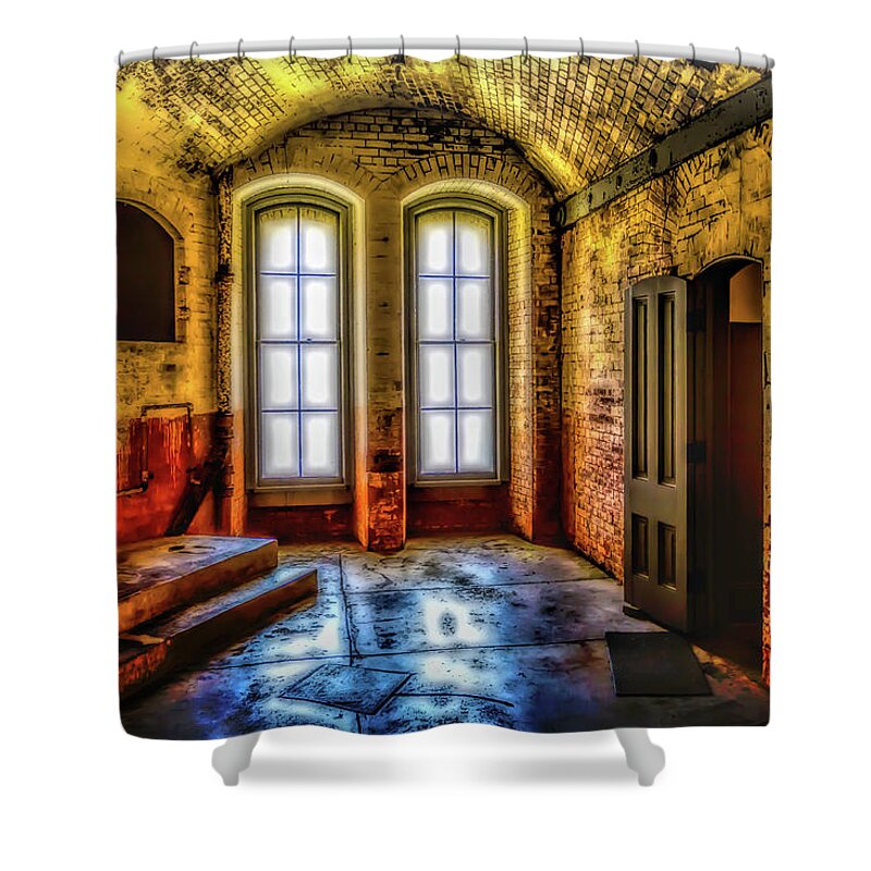 Brick Shower Curtain featuring the photograph Grunge Room by Garry Gay